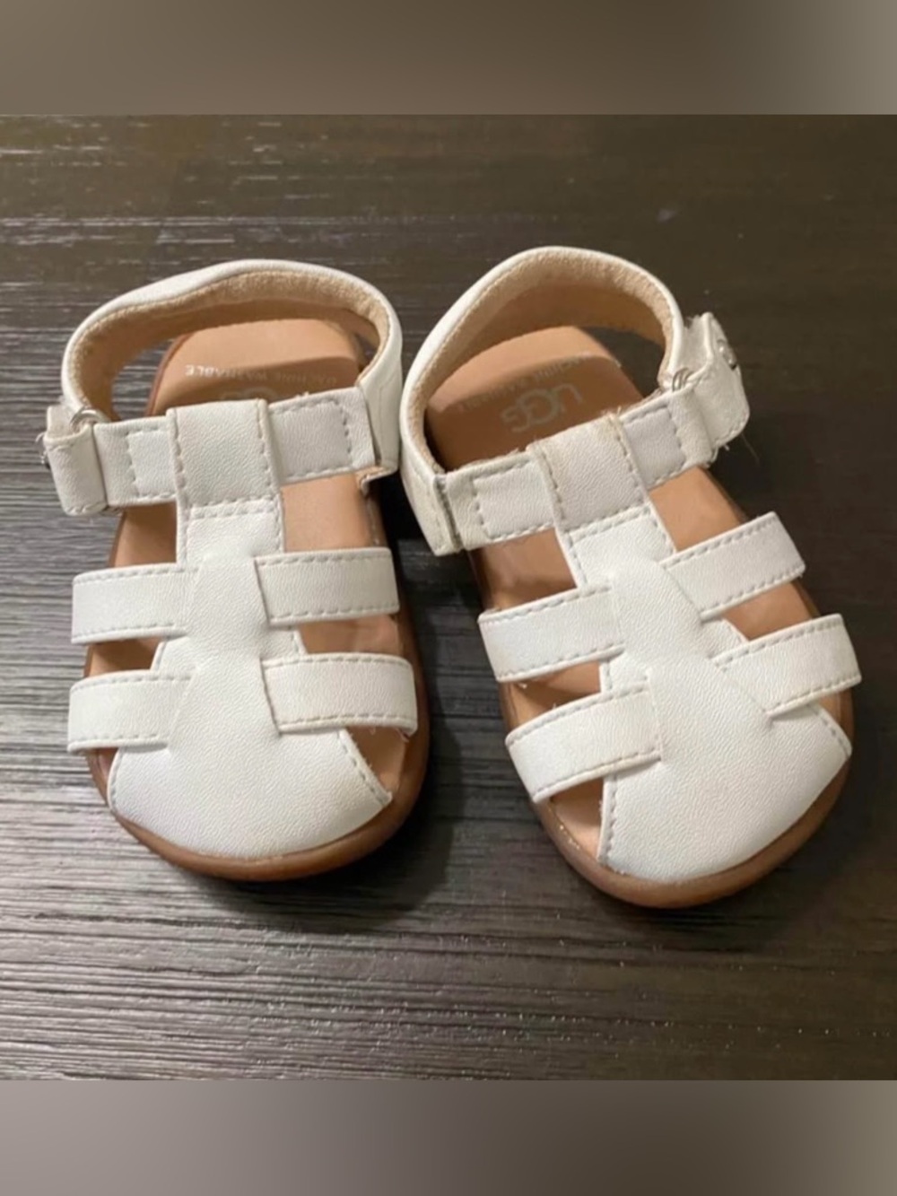 UGG Kids White T-Strap Fisherman Sandals 4/5